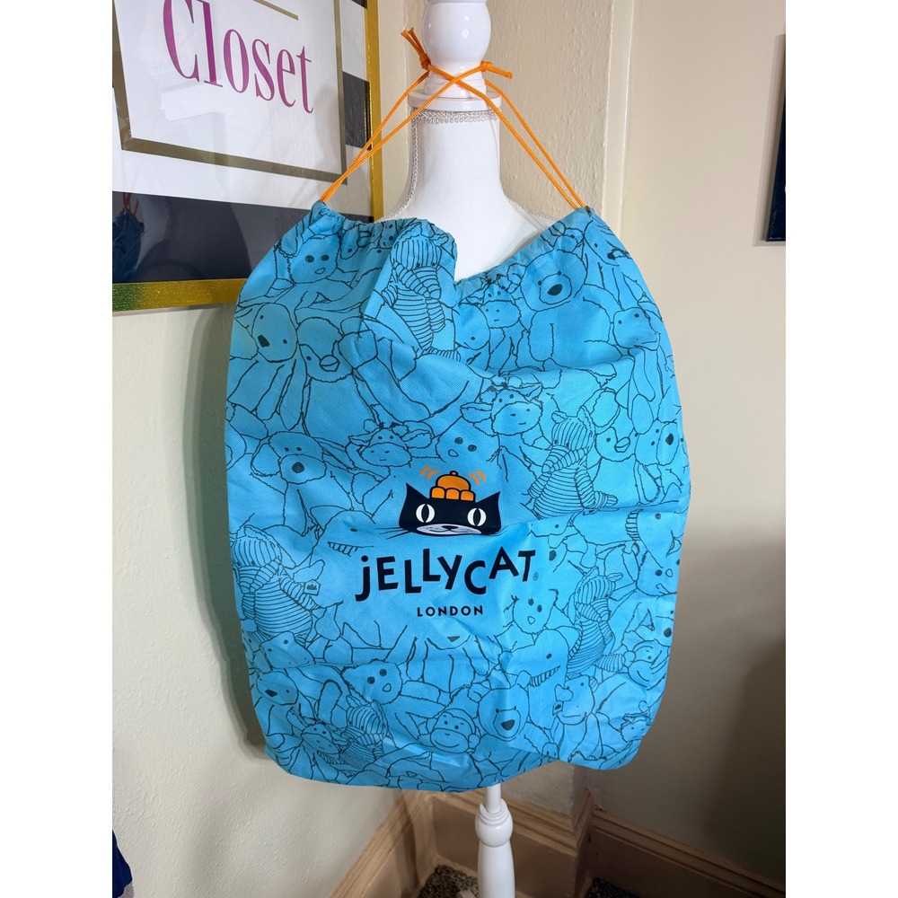 Jellycat London Blue Character Print Drawstring Dust Bag Storage Sack Toy Bag